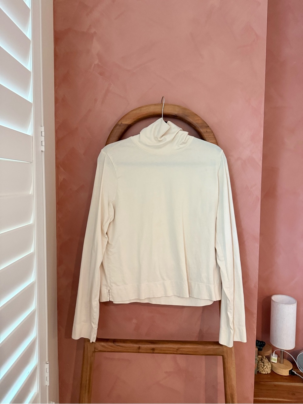Cream Turtleneck Long-Sleeve Women’s Top